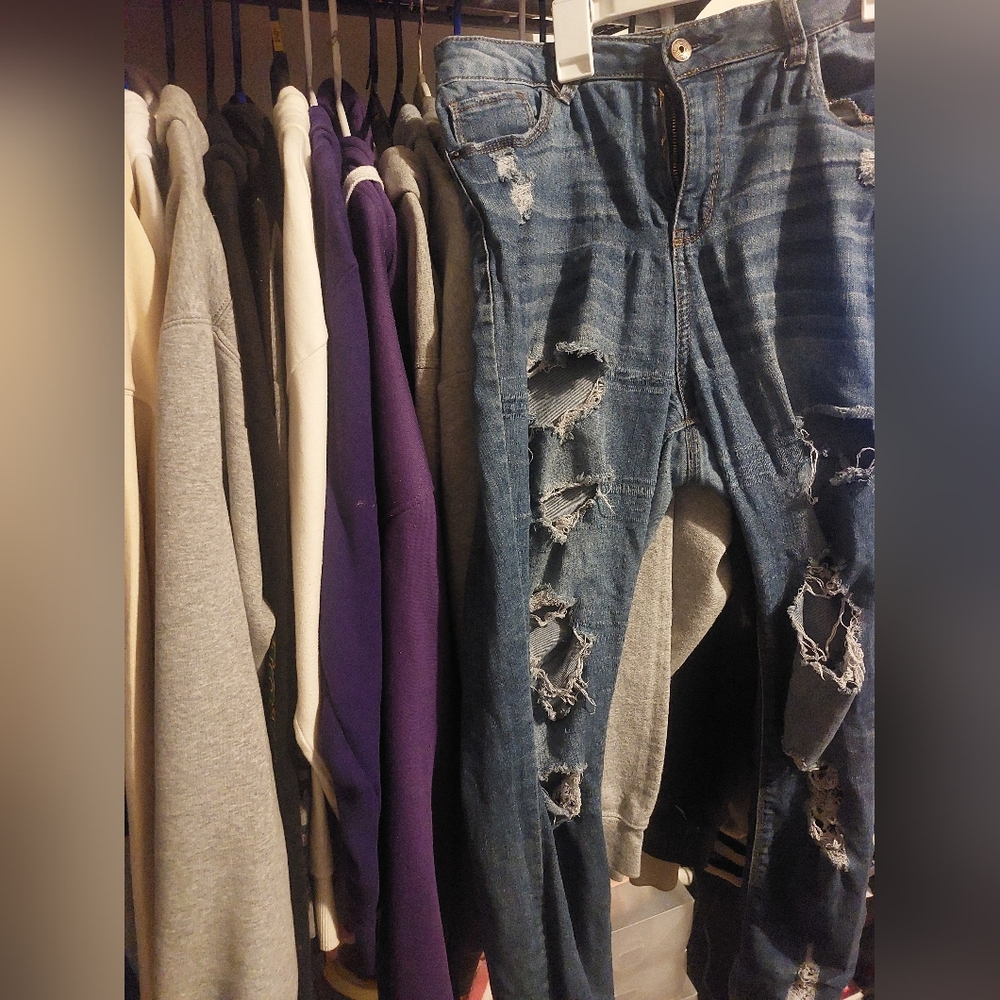 Distressed Blue Jeans